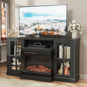 Up to 65", 3-Sided Glass, Black