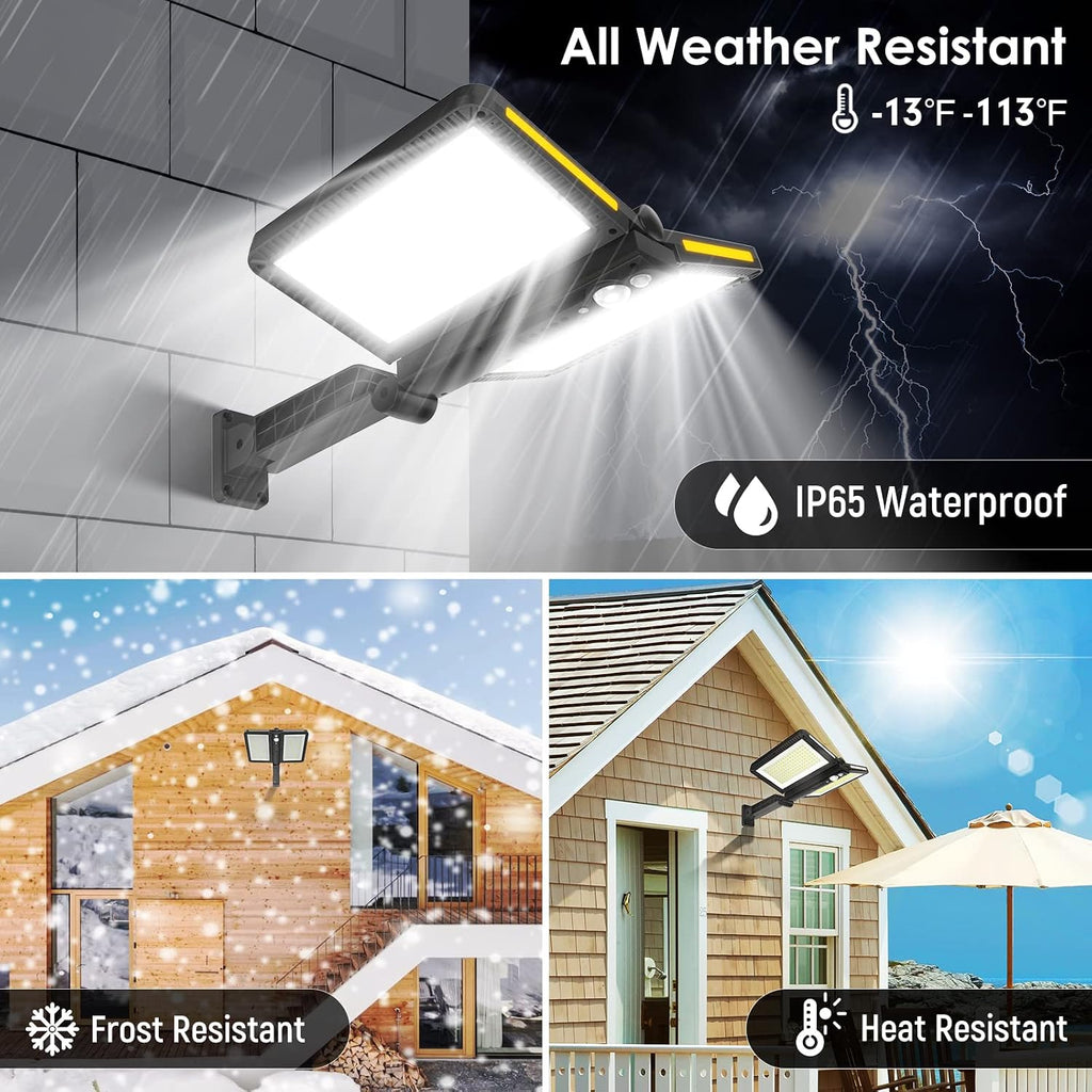 Solar Flood Lights Outdoor, 6000LM High Brightness Motion Sensor | IP65 Waterproof, 5 Modes Outdoor Lights, 6500K
