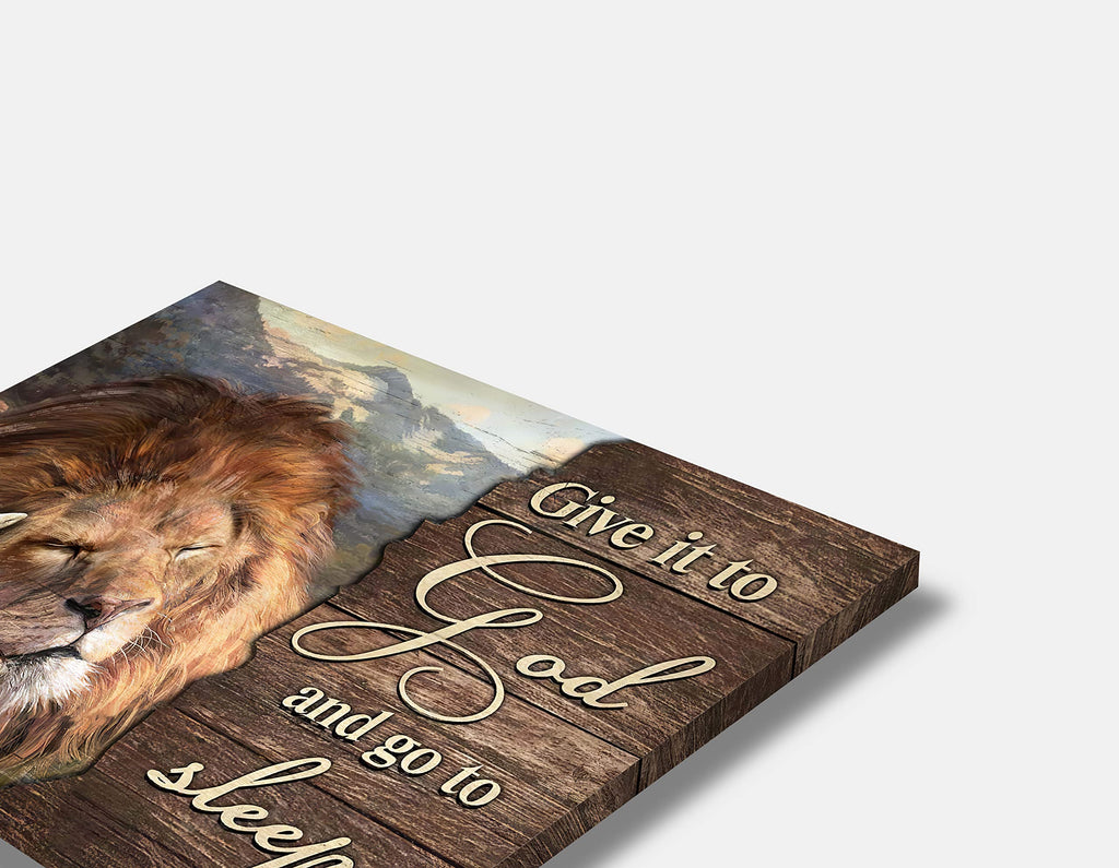 Lion and Lamb Wall Art Christian Religious Pictures Canvas Wall Decor Give it to God Painting Prints Framed Artwork