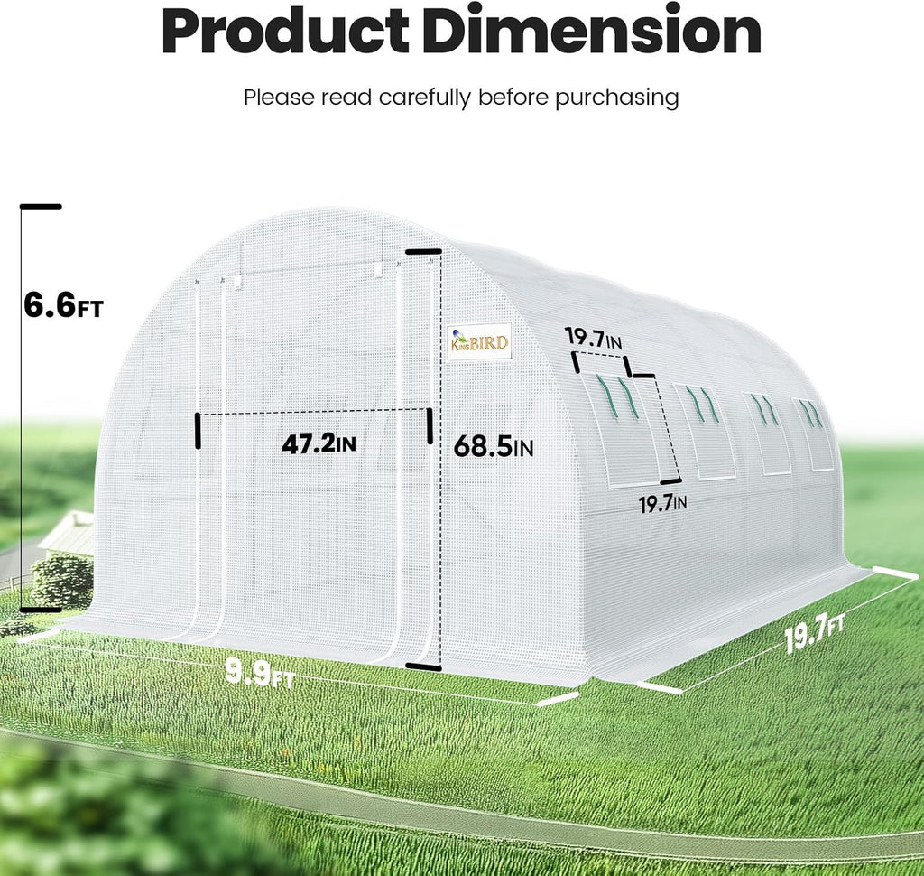 Premium 20x6.6x6.6FT Greenhouse for Outdoors Large Walk- | Upgraded Zipper Galvanized Metal Frame Mesh Door Screen