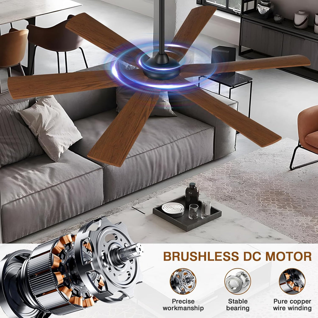 72" Ceiling Fan with LED Light and Remote - Walnut