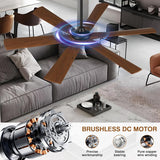 Savey'Sley 72" Ceiling Fan with LED Light and Remote - Walnut