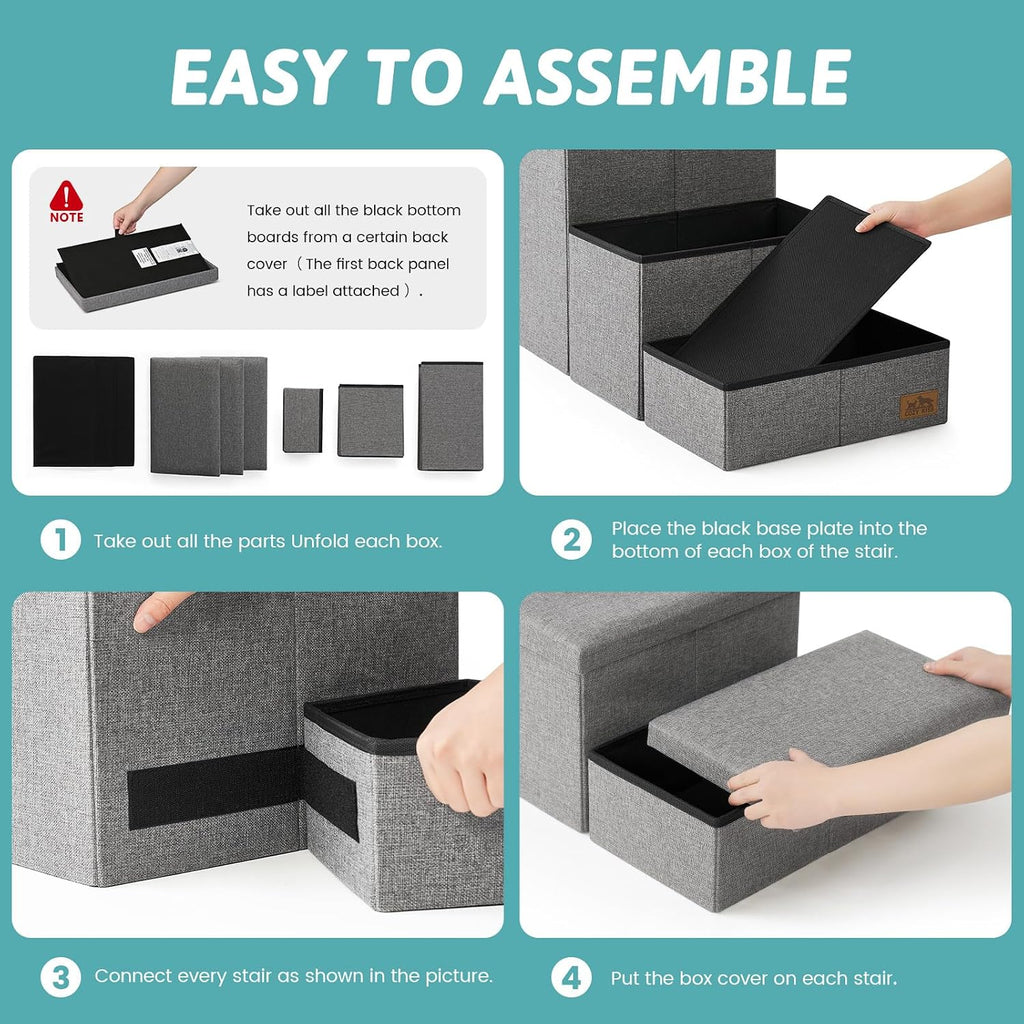 Dog Stairs with Storage, 16.7" H Wider Dog Steps, 3-Step
