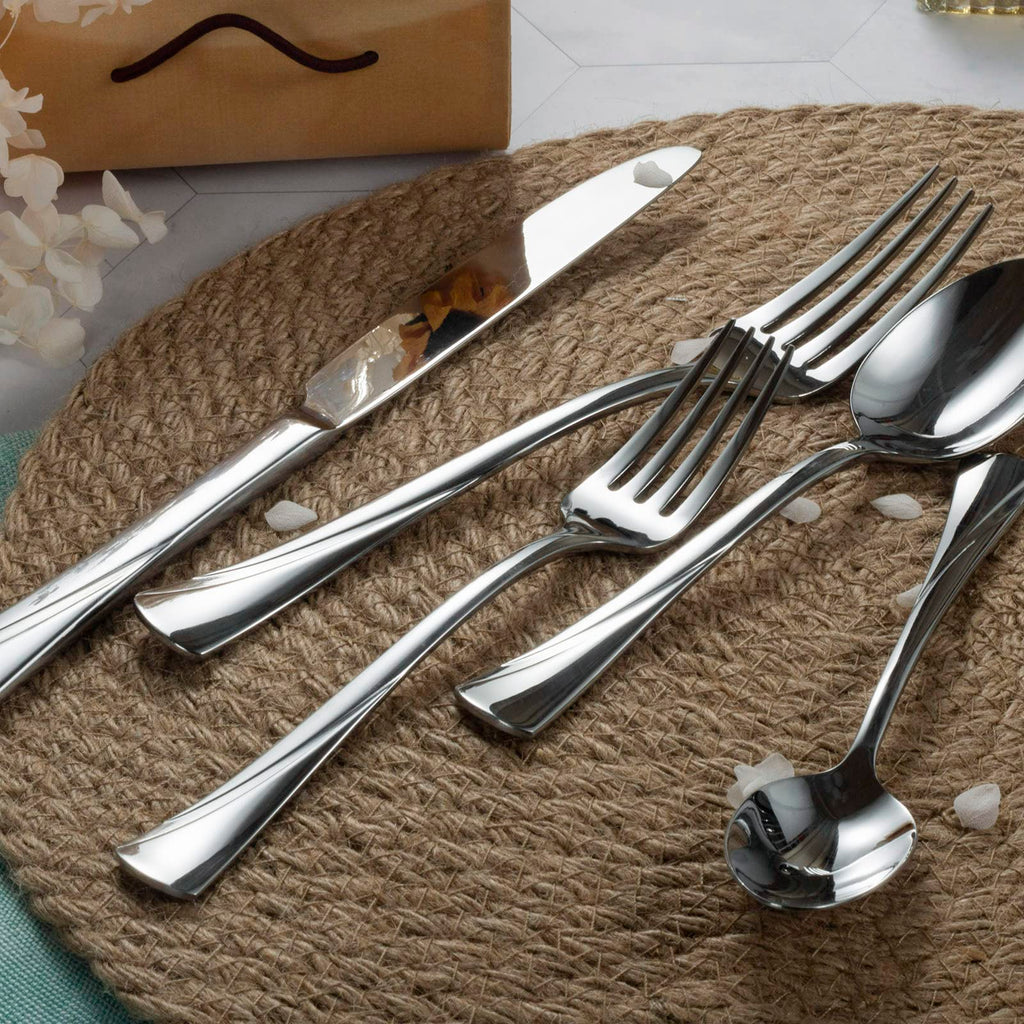 Alice 30-Piece Silverware Set Stainless Steel Flatware Set, Service for 6, Mirror Polished Cutlery Set, Dishwasher Safe
