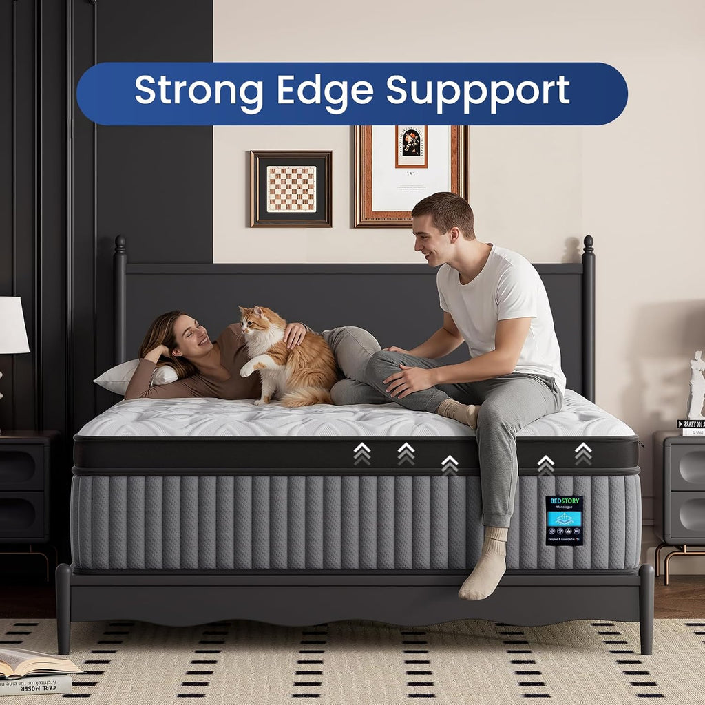 Medium Firm California King Mattress, 14 Inch 7-Zone Deep Sleep Hybrid Mattresses for Pain Pressure Relief