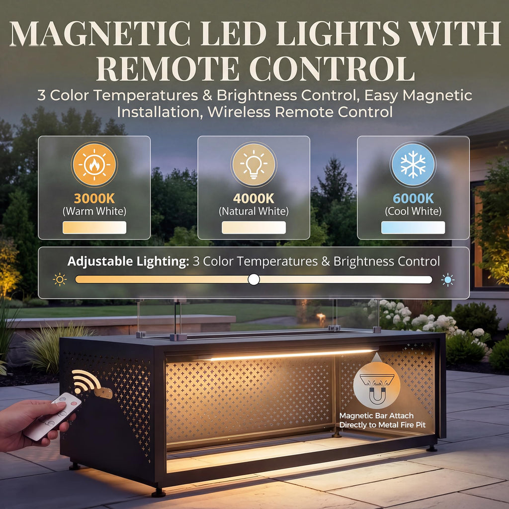 42" LED Rectangle Propane Fire Pit Table, Natural Gas Firepit