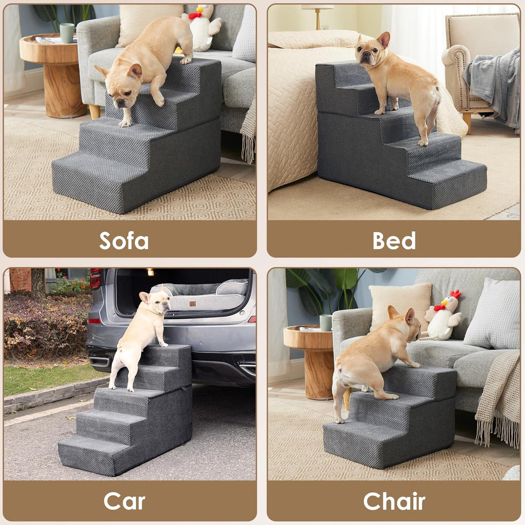 Dog Stairs for High Bed 22.5" H, 5-Step Dog Steps for Bed, Pet Steps for Small Dogs and Cats