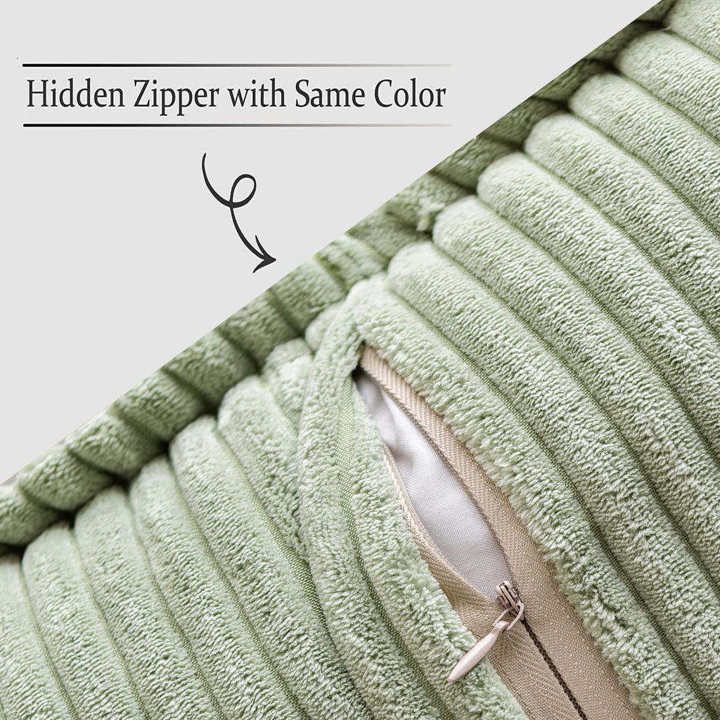 Decorative Lumbar Throw Pillow Covers 12x20 Inch Sage Green 2 Pack