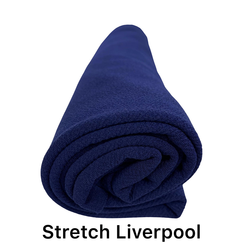 Double Knit Liverpool Spandex Stretch Fabric Navy, 2 Yards