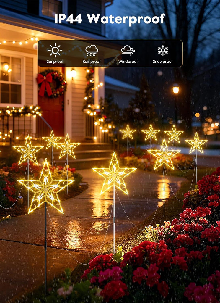 Pathway Lights Outdoor Christmas Decorations, Set of 10 Large Waterproof Stake Decorative Light for Outside Sidewalk
