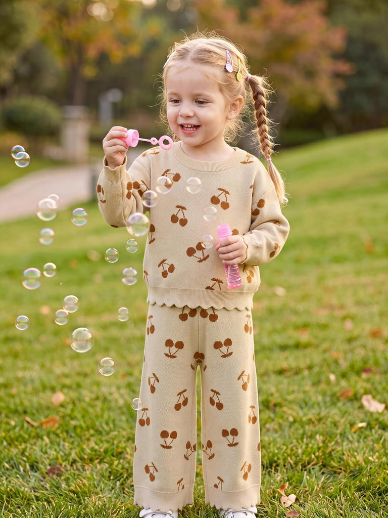 Toddler Girls Jacquard Sweater Set 2 Piece Outfit