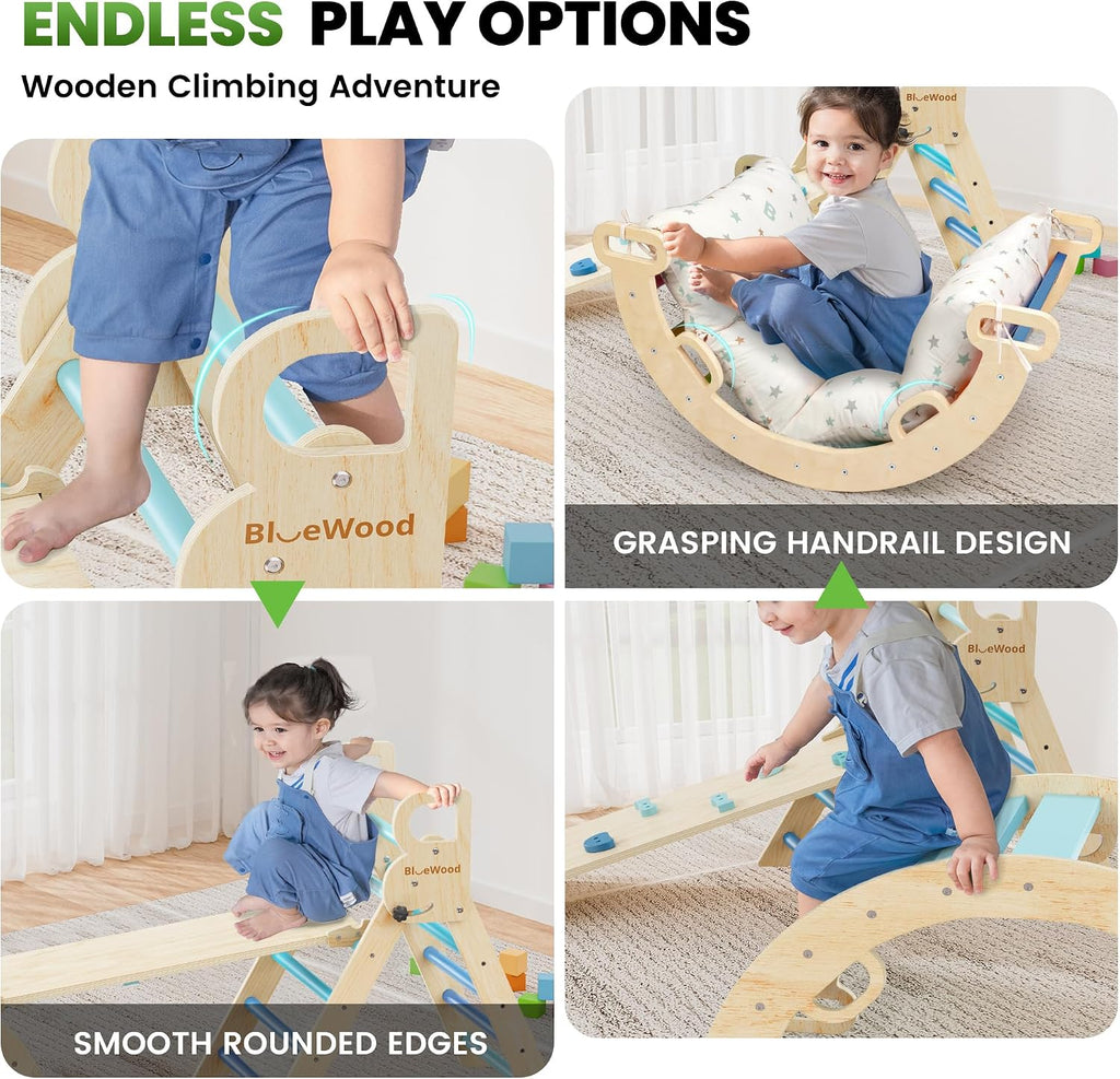 Triangle Set with Cushion, Wooden Climbing Toys for Toddler