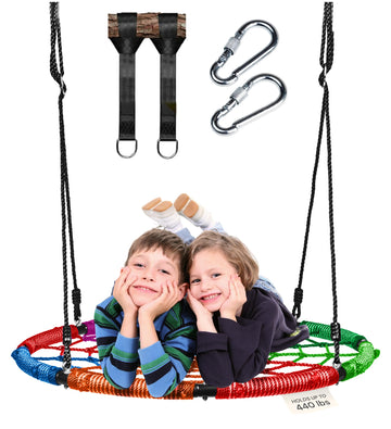 Spider Web Tree Swing - 40 in Multicolor Saucer, 440 lb
