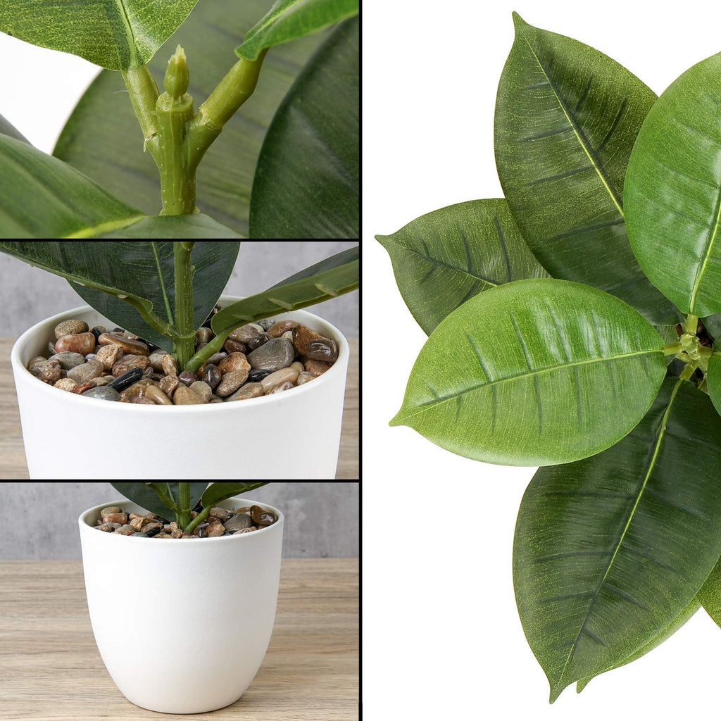 18'' Tall Artificial Plants Fake Fiddle Leaf Fig Houseplant Realistic Faux Indoor Plant in White Pot Table Decor