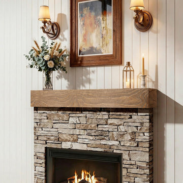 Solid Wood Fireplace Mantel 48", Rustic Mantel Shelf, Rustic Oak