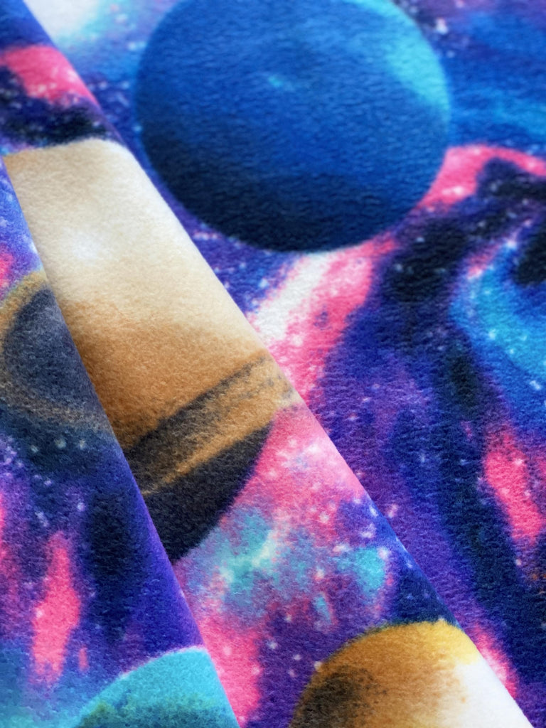 Universe of Planets Anti-Pill Premium Fleece Fabric By The Yard