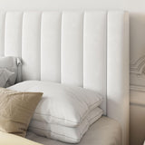 Full Bed Frame/Velvet Upholstered Bed Frame with Vertical Channel Tufted Headboard/Strong Wooden Slats/Platform Bed