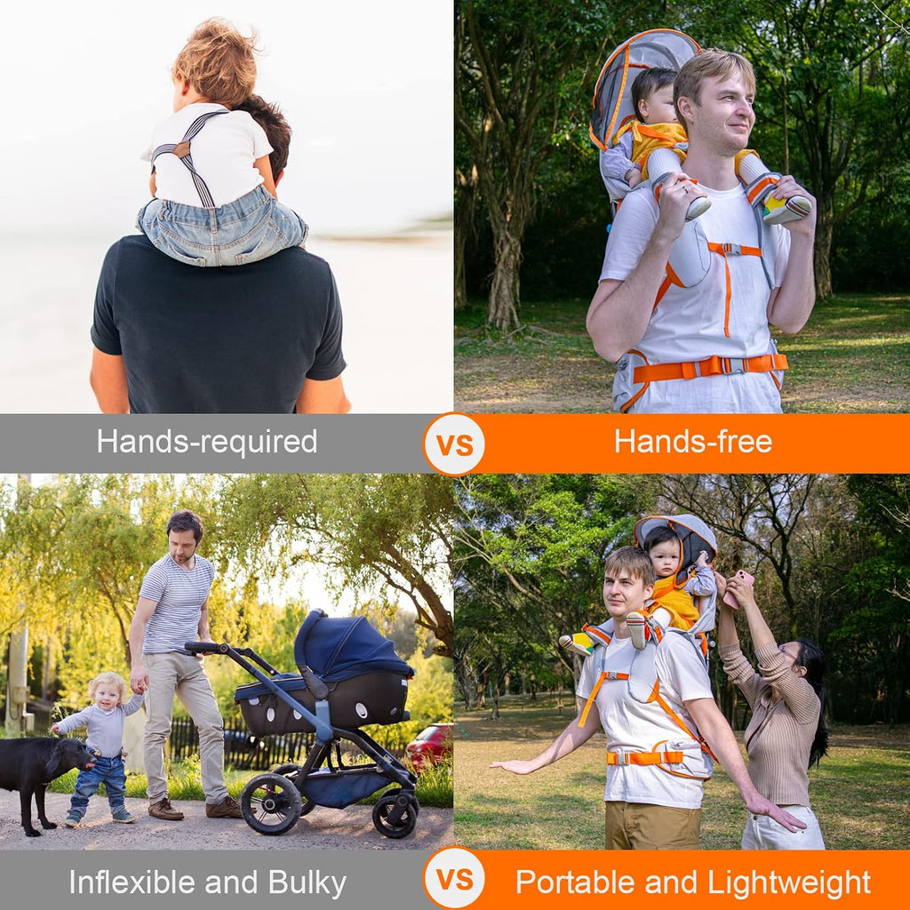 Shoulder Carrier Baby Hiking Backpack Carrier with Rain Cover Sun Shade for Child Safe Backrest and Toddler Ergonomic