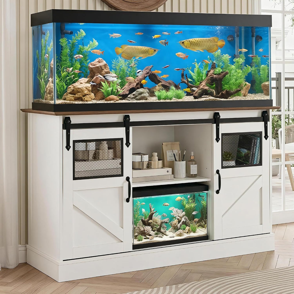 55-75 Gallon Fish Tank Stand with Power Outlet, White Aquarium Stand