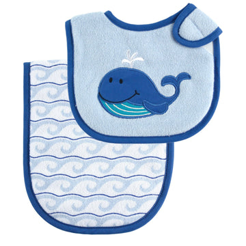 Unisex Baby Bib and Burp Cloth Set, Blue, One Size