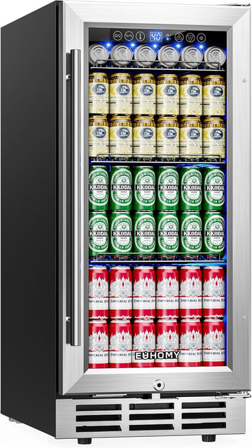 15 Inch Beverage Refrigerator Cooler Under Counter 127 Cans Beverage Fridge Buil