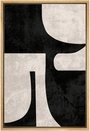 Framed Canvas Print Wall Art Geometric Harmony Black and White Abstract Modern Art Minimalist Multicolor Cool