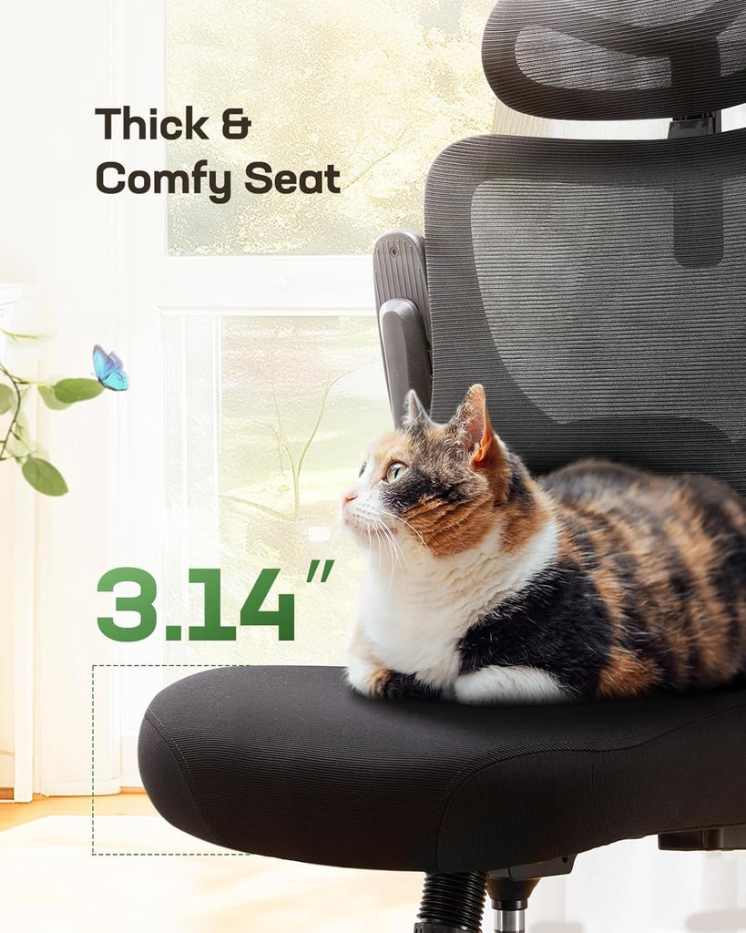 Ergonomic Office Chair: Office Desk Chair with High Back Mesh and Adjustable Lumbar Support Rolling Work Swivel Task
