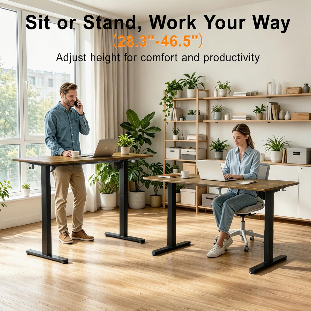 55 Inch Height Adjustable Standing Desk, Dark Walnut