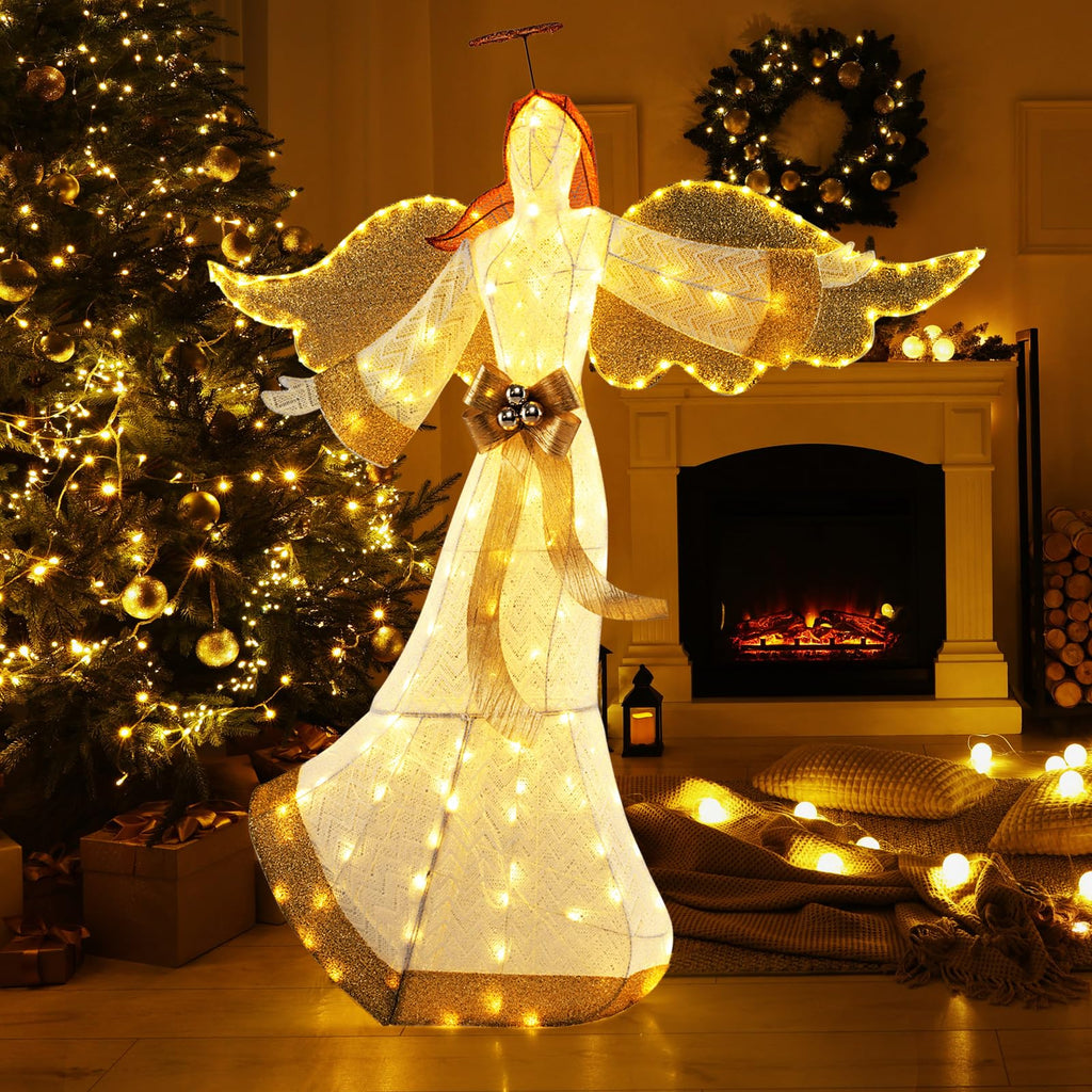 5.2 FT Outdoor Christmas Lighted Angel, Pre-lit 3D Winged Angel