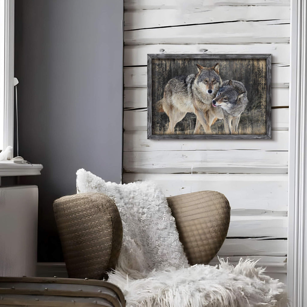Gray Wolf Wall Art, Woodland Wildlife Wolves Picture, 11x16