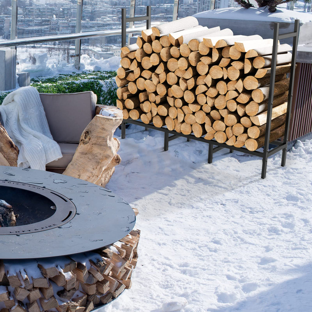 4FT Firewood Rack Holder for Fireplace, Adjustable Log Stand for Storage