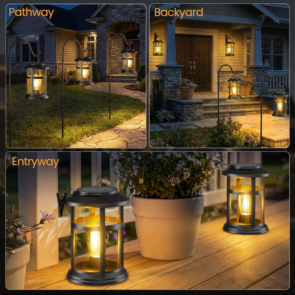 Solar Lanterns Outdoor Waterproof, Hanging Solar Lantern, 4 Pack
