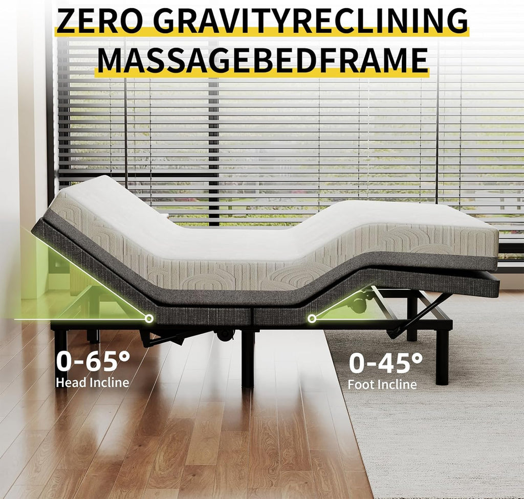 Twin XL Massage Adjustable Bed Frame with Remote