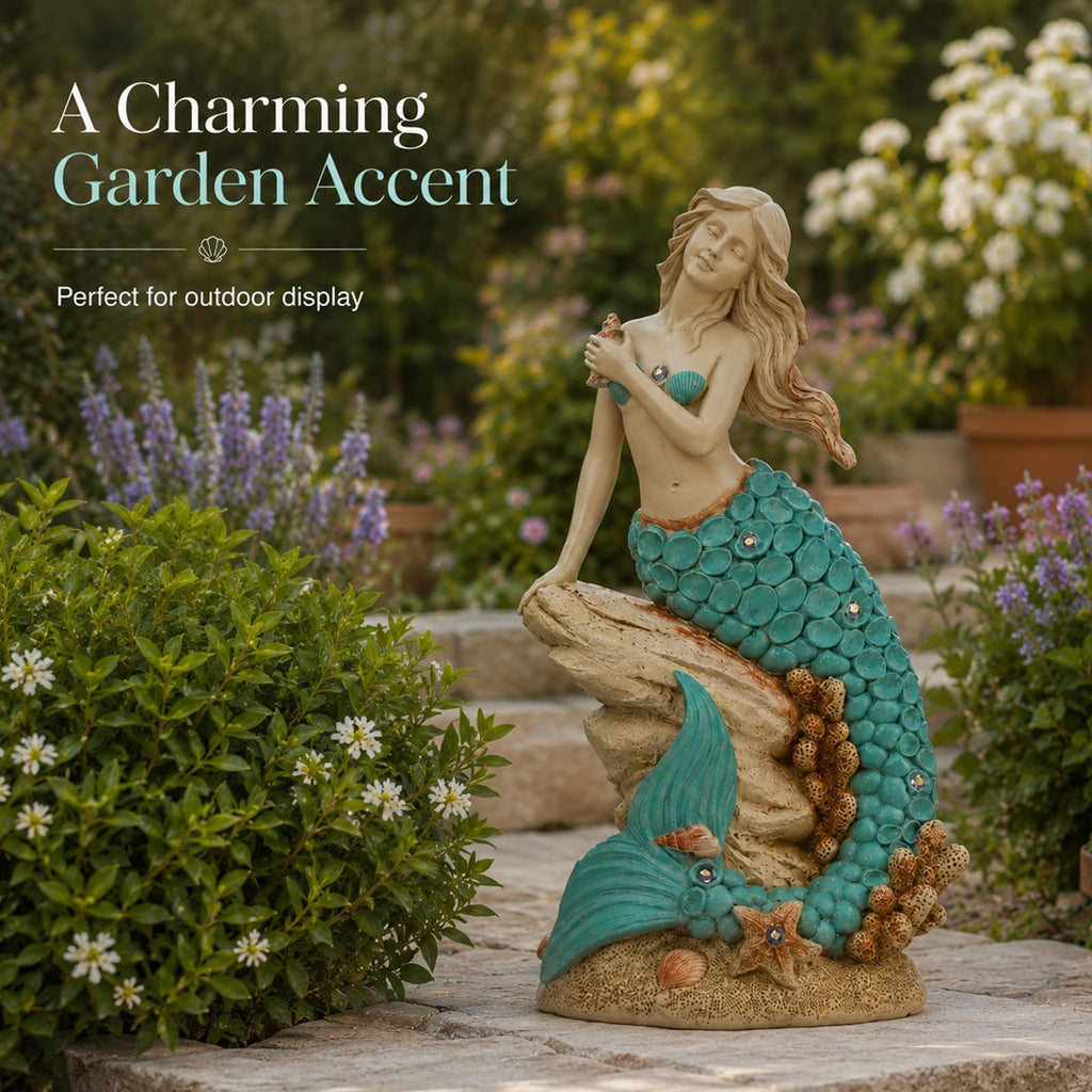 Magical Solar Mermaid Garden Statue Figurine