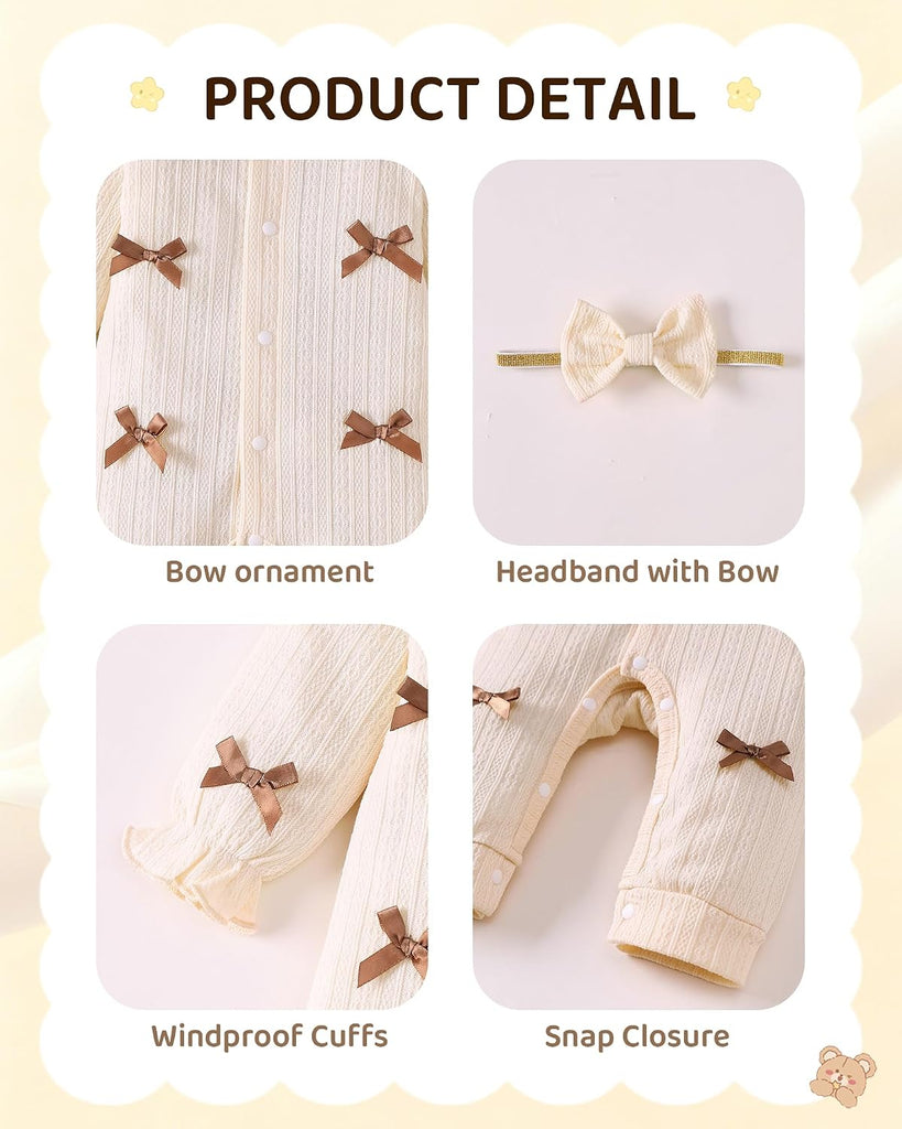 Newborn Baby Girl Outfits Infant Fall Winter Knit Romper Jumpsuit