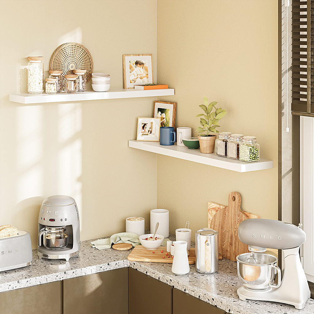 Floating Shelves, 40 x 8Wall Shelves - Extra-Wide Display Shelf with Invisible Brackets, Set of 2 | Accent Décor