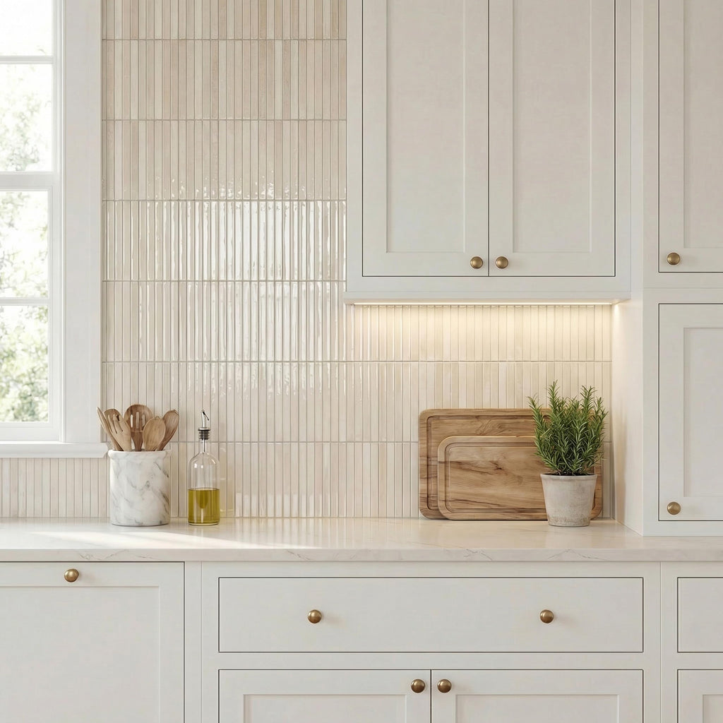 Porcelain Fluted Slat Wall Tile | Marino Cashmere Cream | 5" x 10"
