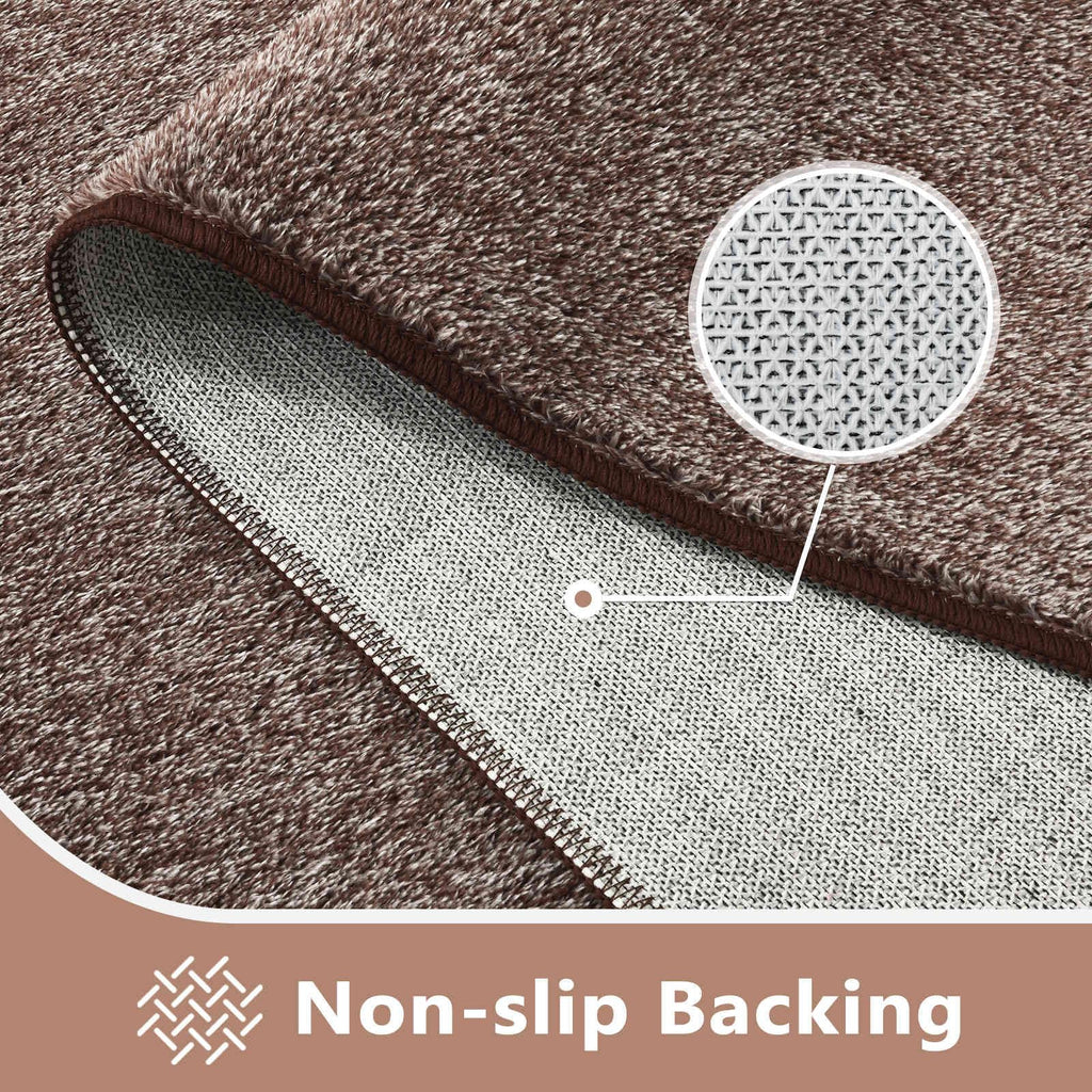 2x8 Brown/White Runner Rug Non-Slip Washable Kitchen Bedroom