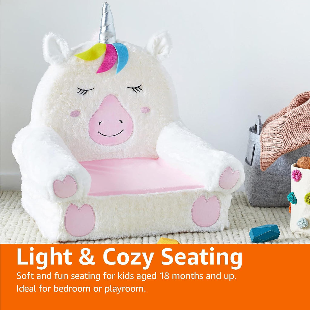 Children's Plush Toddler Chair, Easy to Clean, Unicorn, Medium, Multicolor