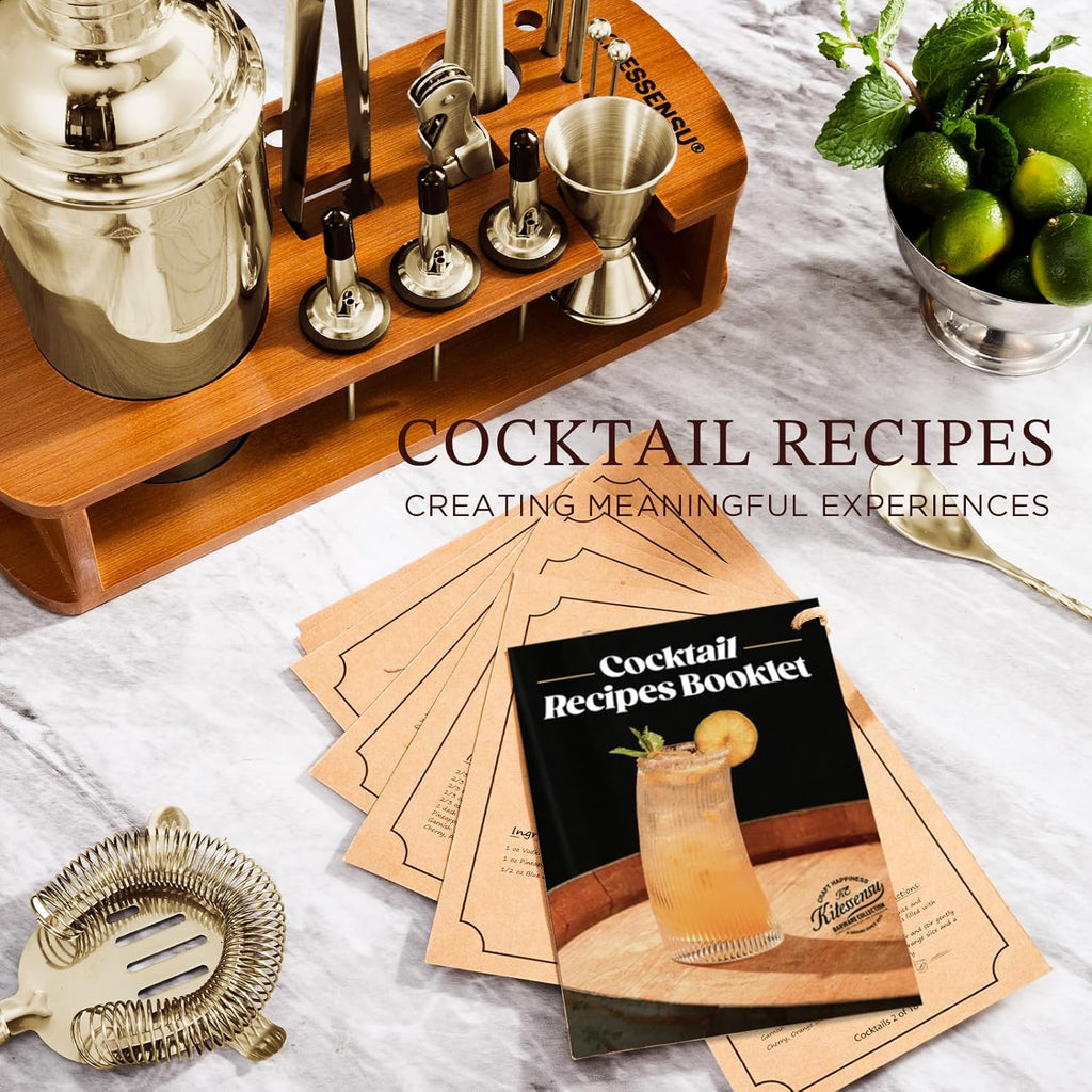 Cocktail Shaker Set Bartender Kit with Stand | Bar Set Drink Mixer Set with All Essential Accessory Tools: Martini