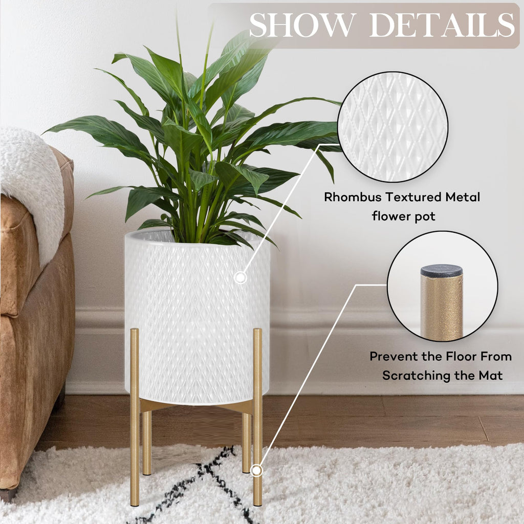 Set of 2 Modern Planters with Stand for Indoor Outdoor Plants