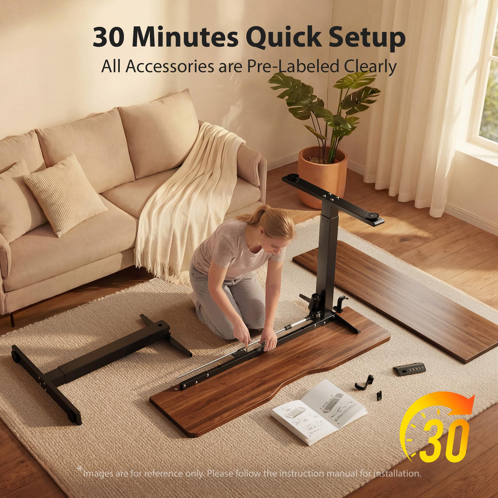 Standing Desk, 55x24 Inches Sit Stand Home Office Desk, Electric Stand up Desk, Adjustable Desk with Splice Board