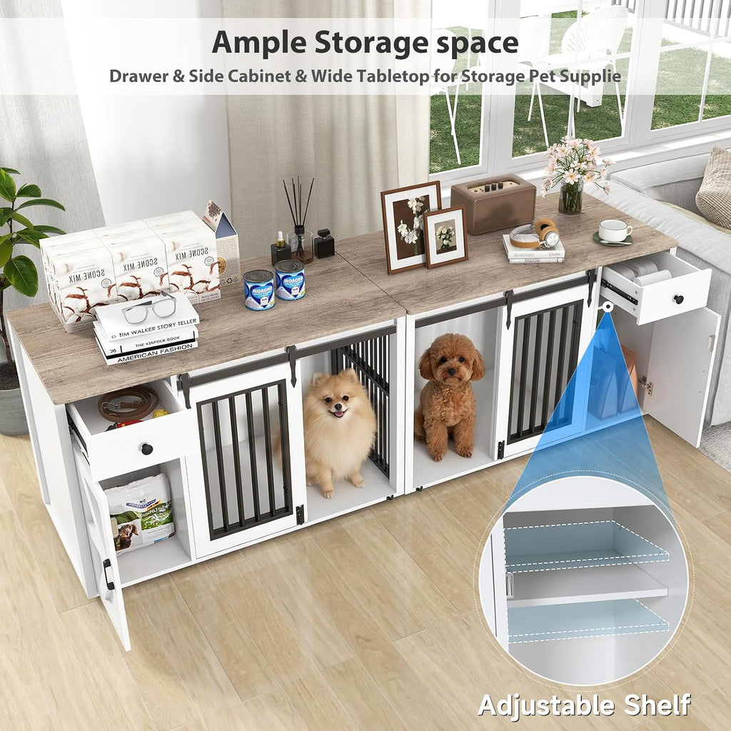 Dog Crate Furniture, Dog Kennel Cage, White