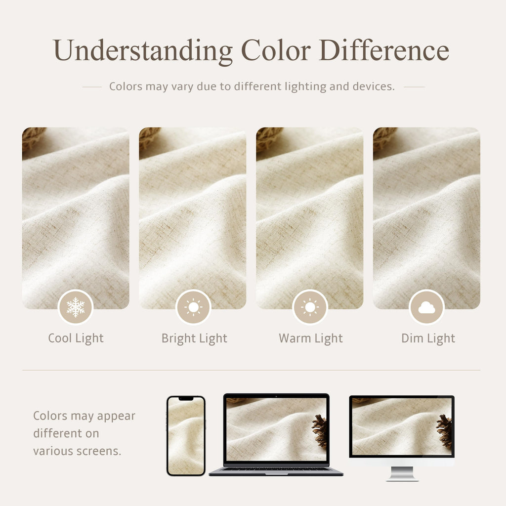 Natural Linen Fabric Shower Curtains, 72x78