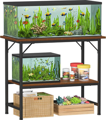 40 Gallon Fish Tank Stand, Heavy Duty Metal Aquarium Stand with Storage Shelves, 660LBS Capacity Double Aquarium