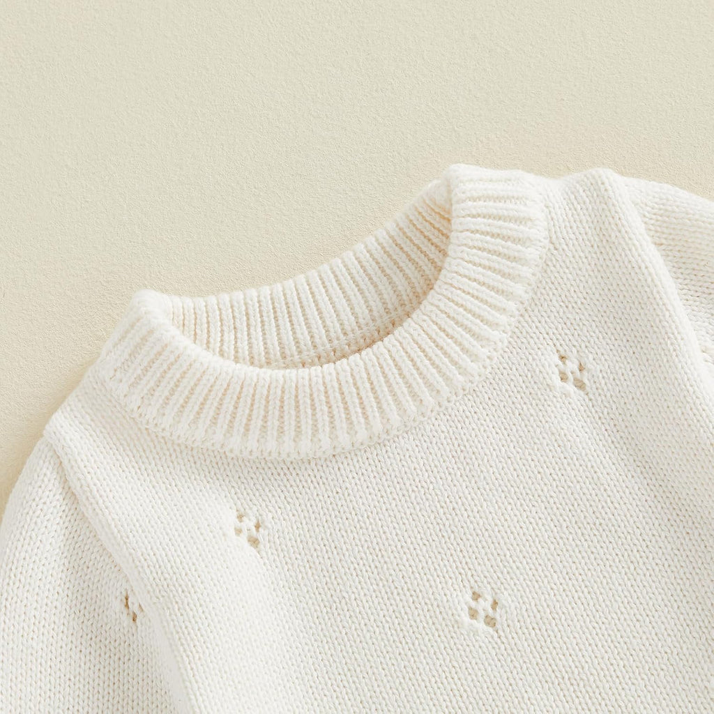 Newborn Baby Girl Coming Home Outfit Ruffle Knit Sweater Romper