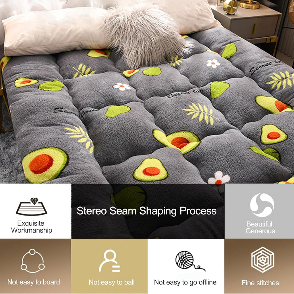 Japanese Style Roll Up Mattress, Thick Futon Floor Mattress with Non Slip Straps, Tatami Mat Floor Mattress
