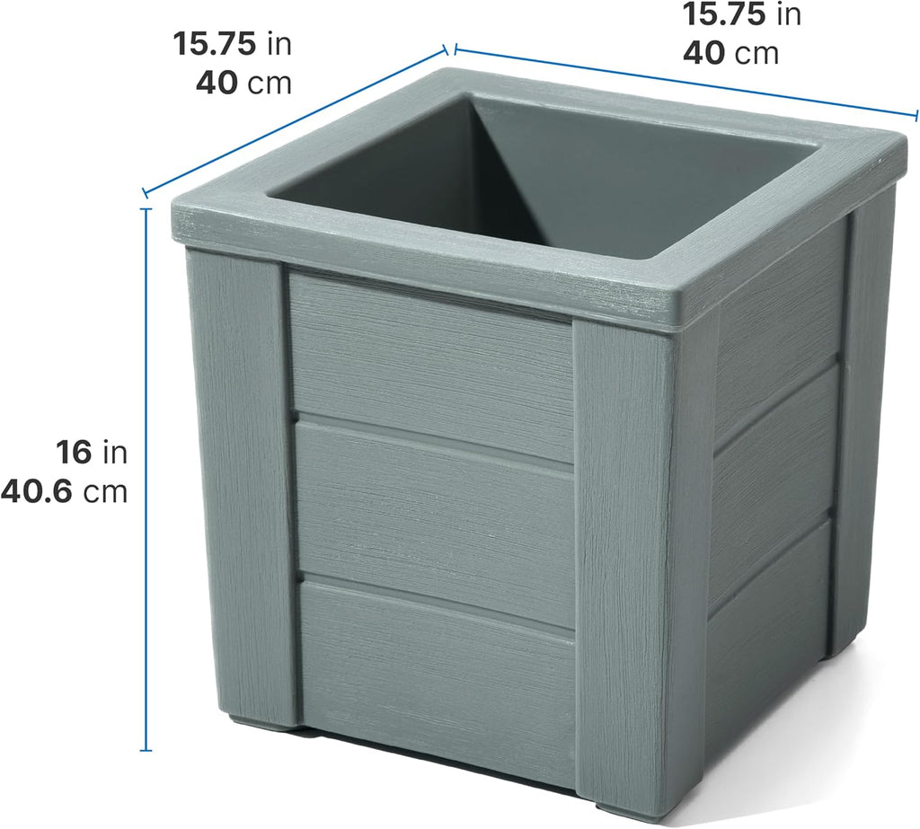 Lakewood Square Planter, Large Planters for Outdoor Plants, Gardening and Flower Pot or Porch, Efficient Drainage