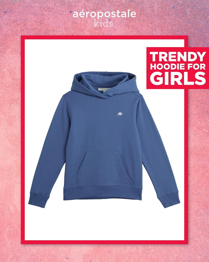 Girls Cotton Blend Fleece Pullover Hoodie with Pockets