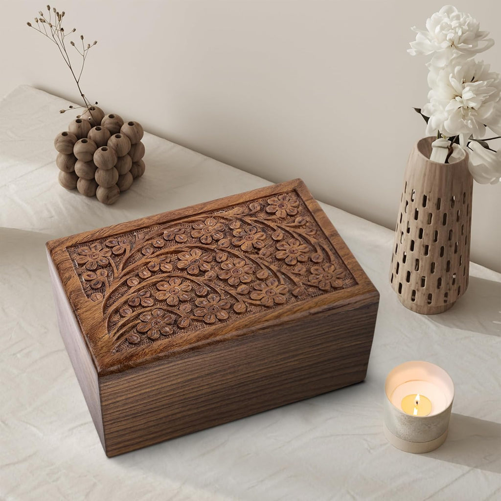 SIC Pet Urns for Dogs Ashes - Small Wooden Cremation Urn Box for Dog Cat & Puppy, Tree of Life Rosewood Funeral
